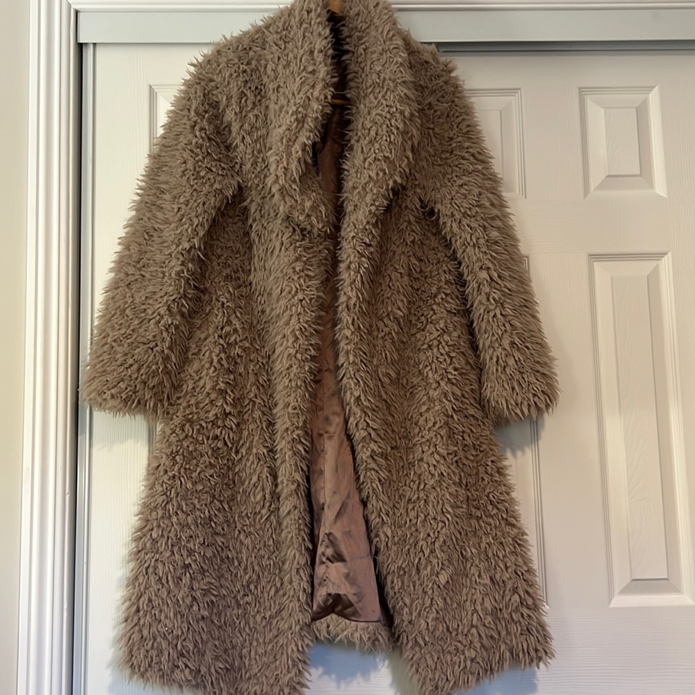 EUC Unreal Fur long teddy jacket